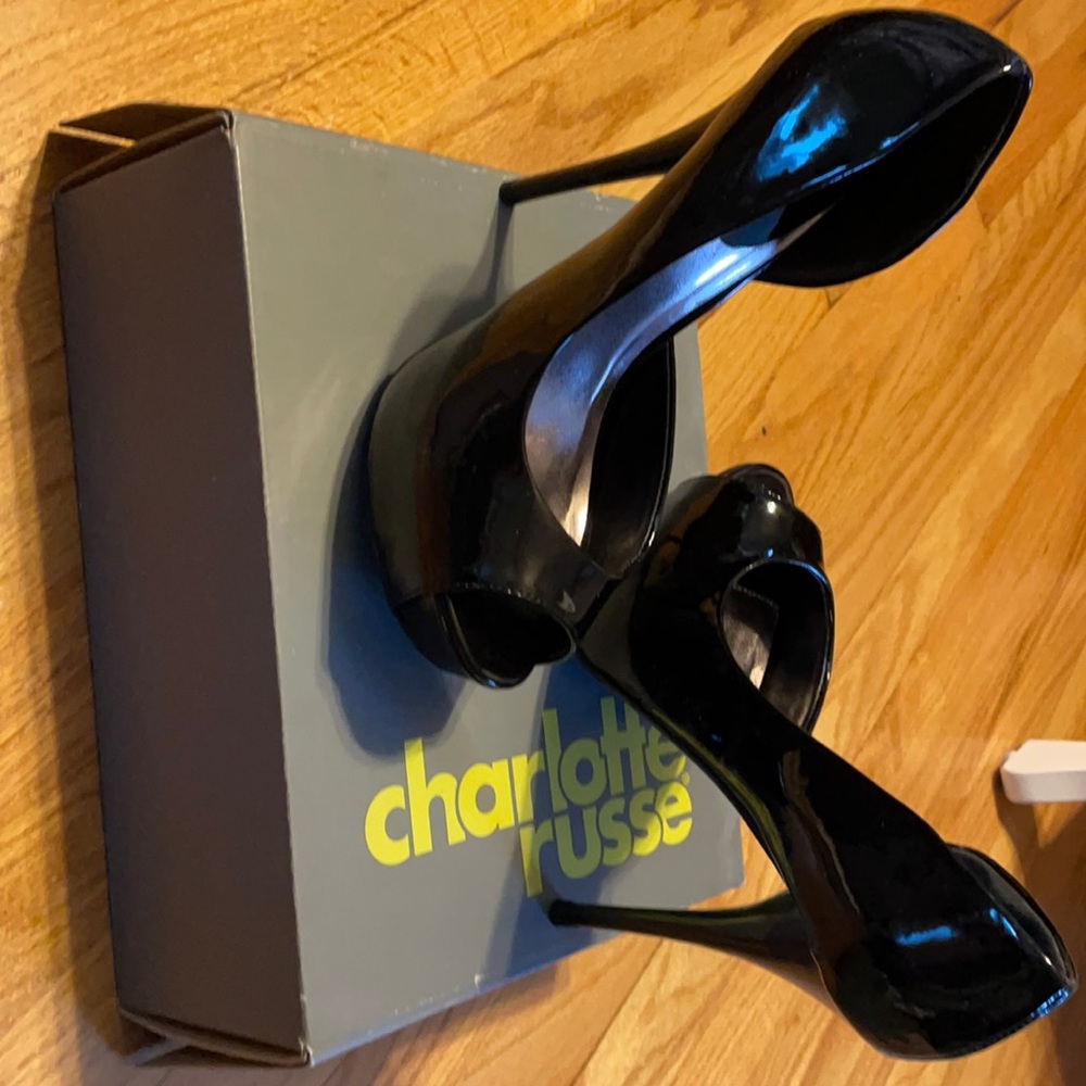 Black Super High Open Toed Heels with Platform